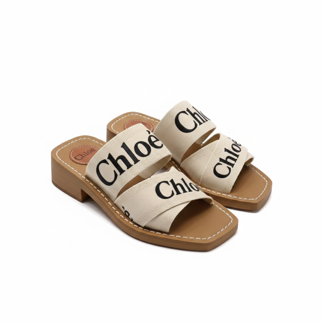 CHLOE PREMIUM WOODY MID HEEL SLIDE