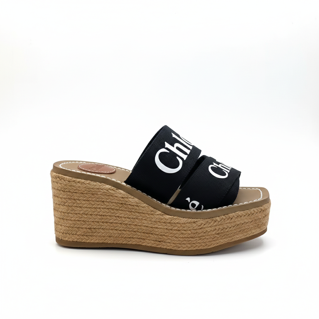 CHLOE WOODY WEDGE ESPADRILLE SANDALS
