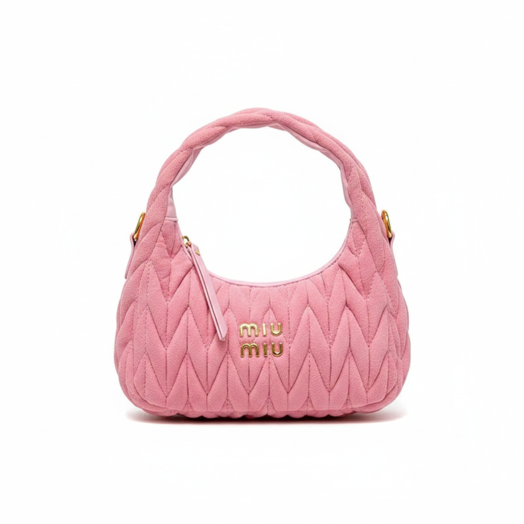 MIU MIU WANDER HOBO BAG VELVET MATELASS LEATHER