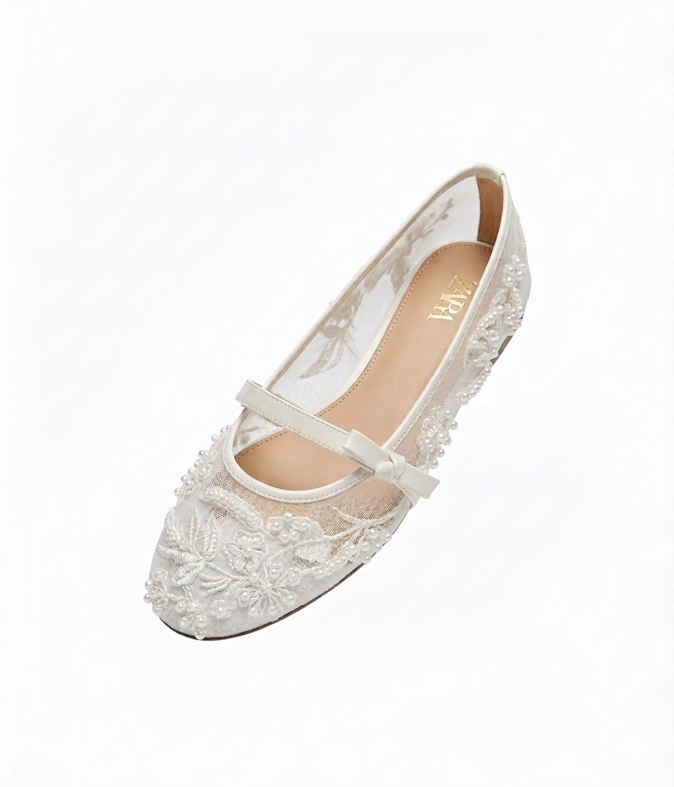 ZARA EMBROIDERED PEARLS BALLET FLATS