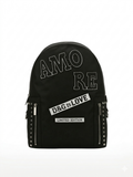 DOLCE & GABBANA NYLON BLACK STUD EMBROIDERY UNISEX BACKPACK
