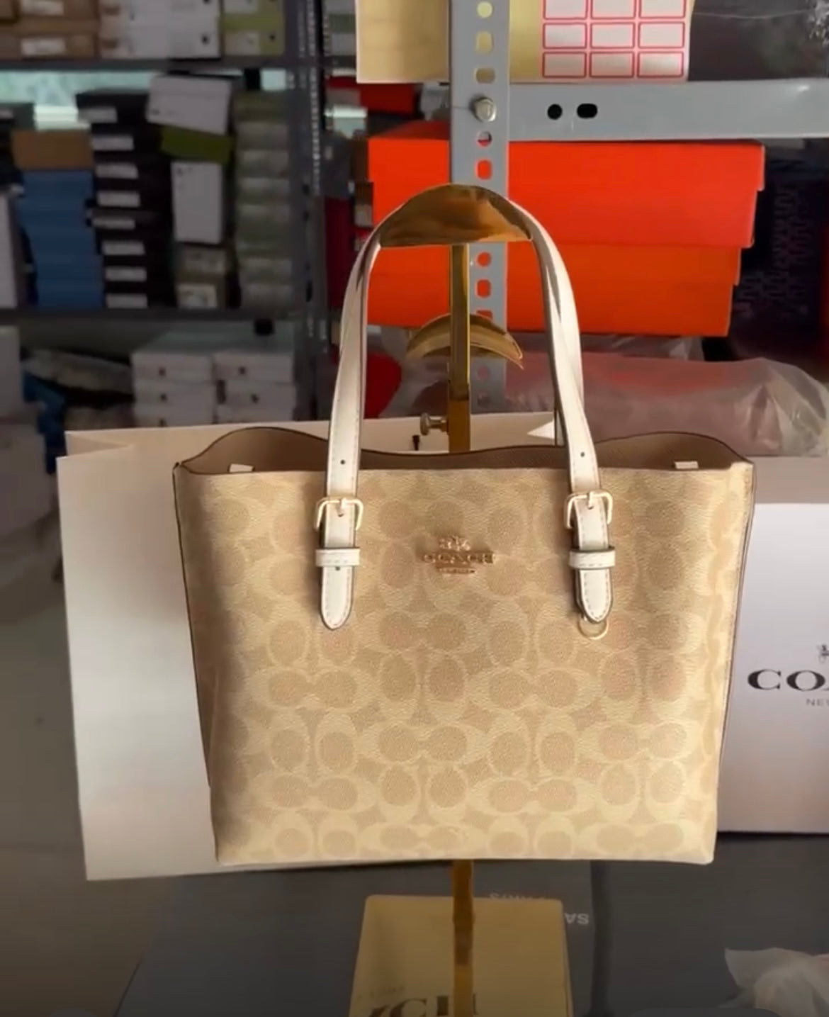 COACH MOLLIE TOTE SIGNATURE CANVAS LEATHER