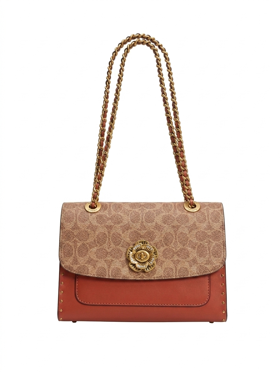 COACH CC SIGNATURE RIVET PARKER 18 SHOULDER BAG