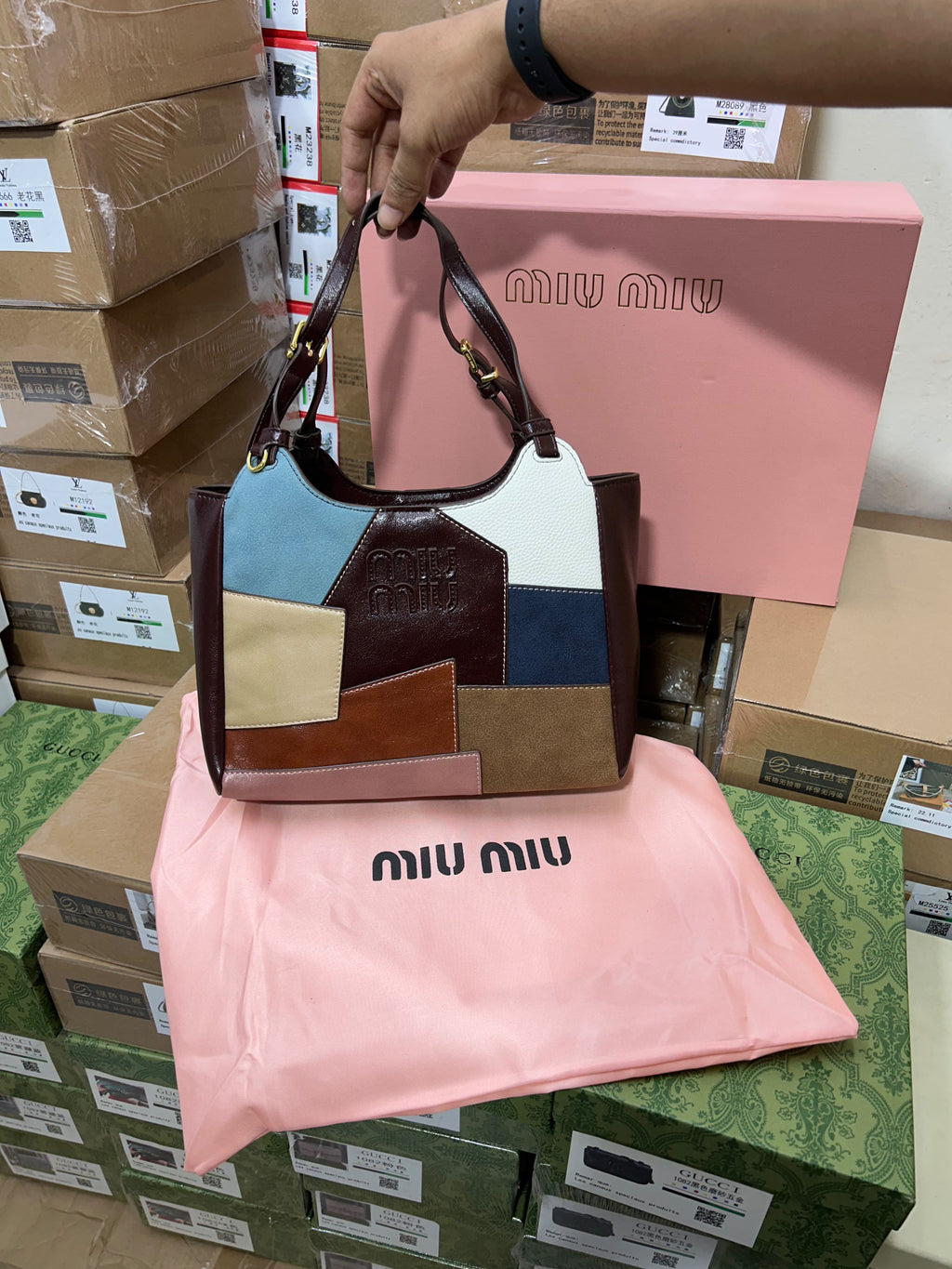 MIU MIU LEATHER MINI TOTE BAG