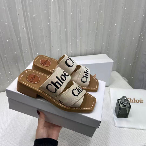 CHLOE PREMIUM WOODY MID HEEL SLIDE