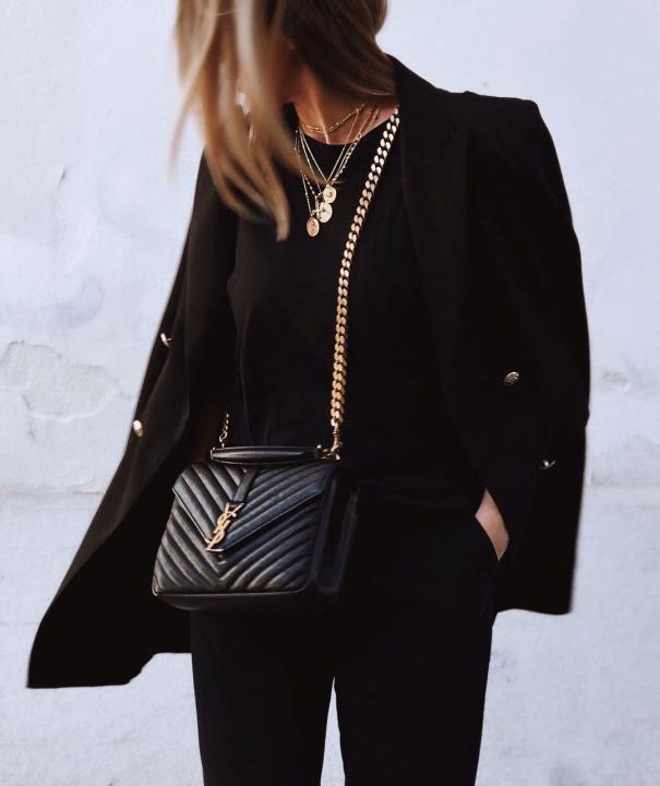 YSL COLLEGE QUILTED LEATHER BAG BLACK
