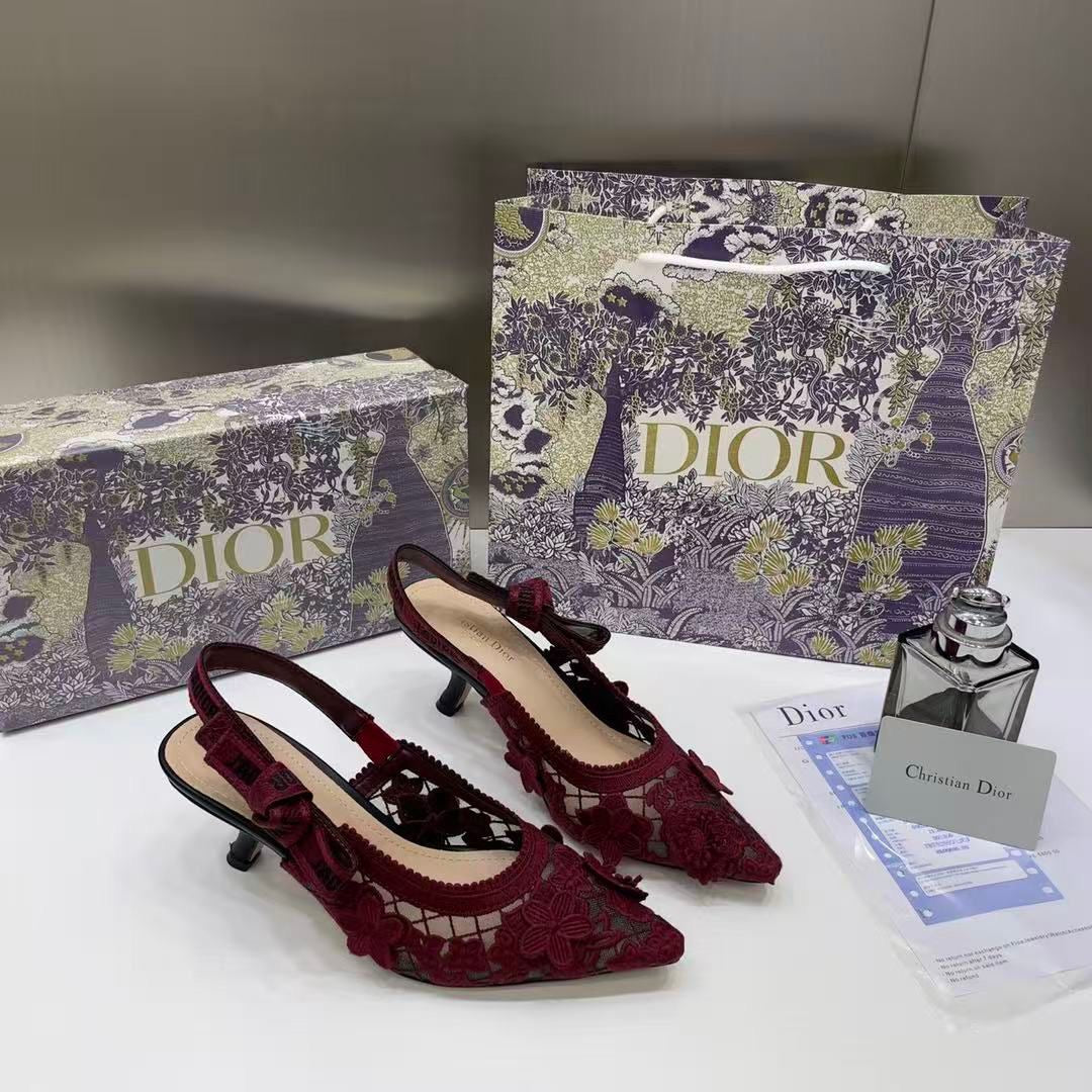 DIOR JADIOR SLINGBACK HEELS PUMPS WINE