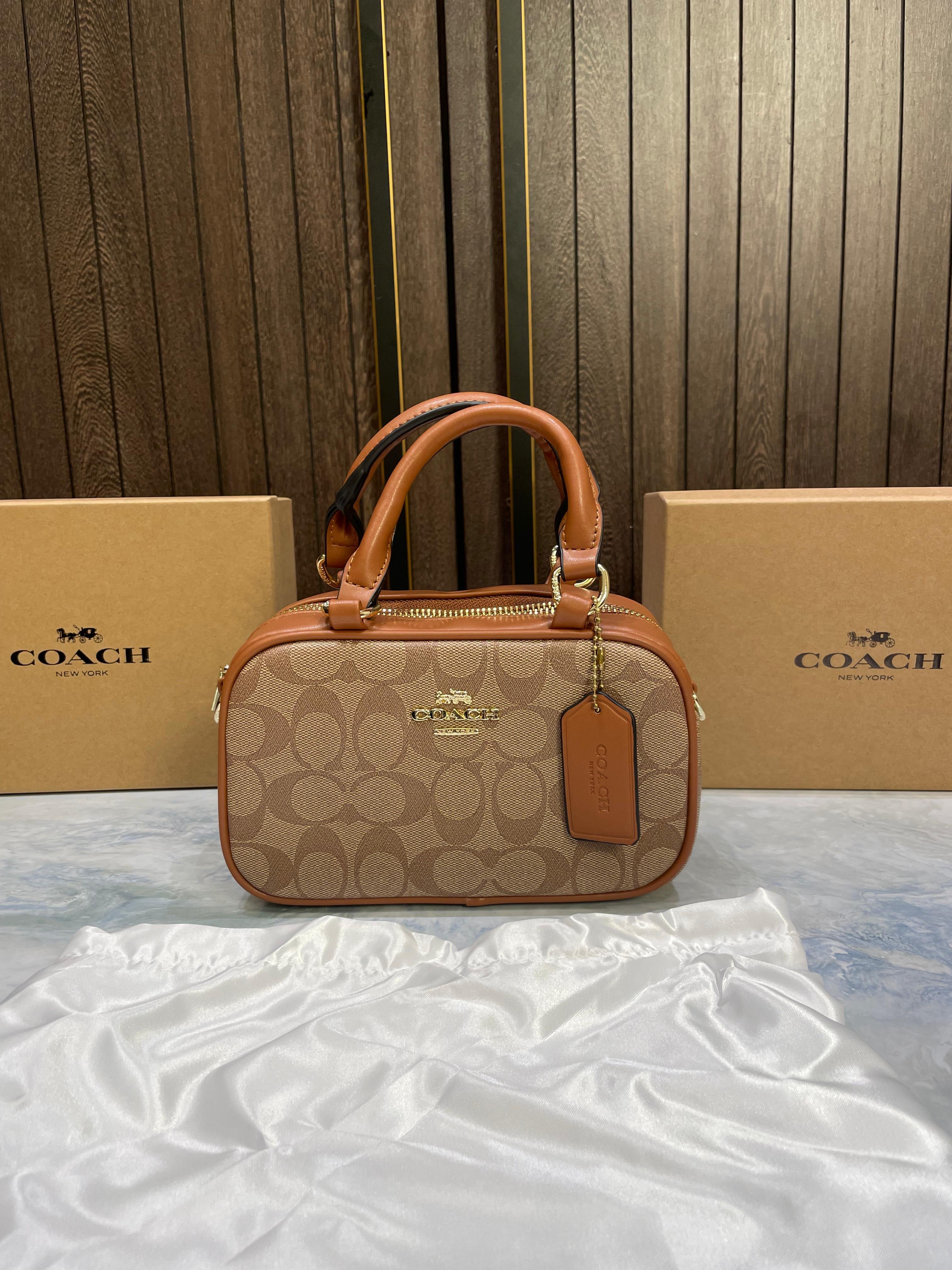 COACH TAUPE LOGO MINI SNATCHEL