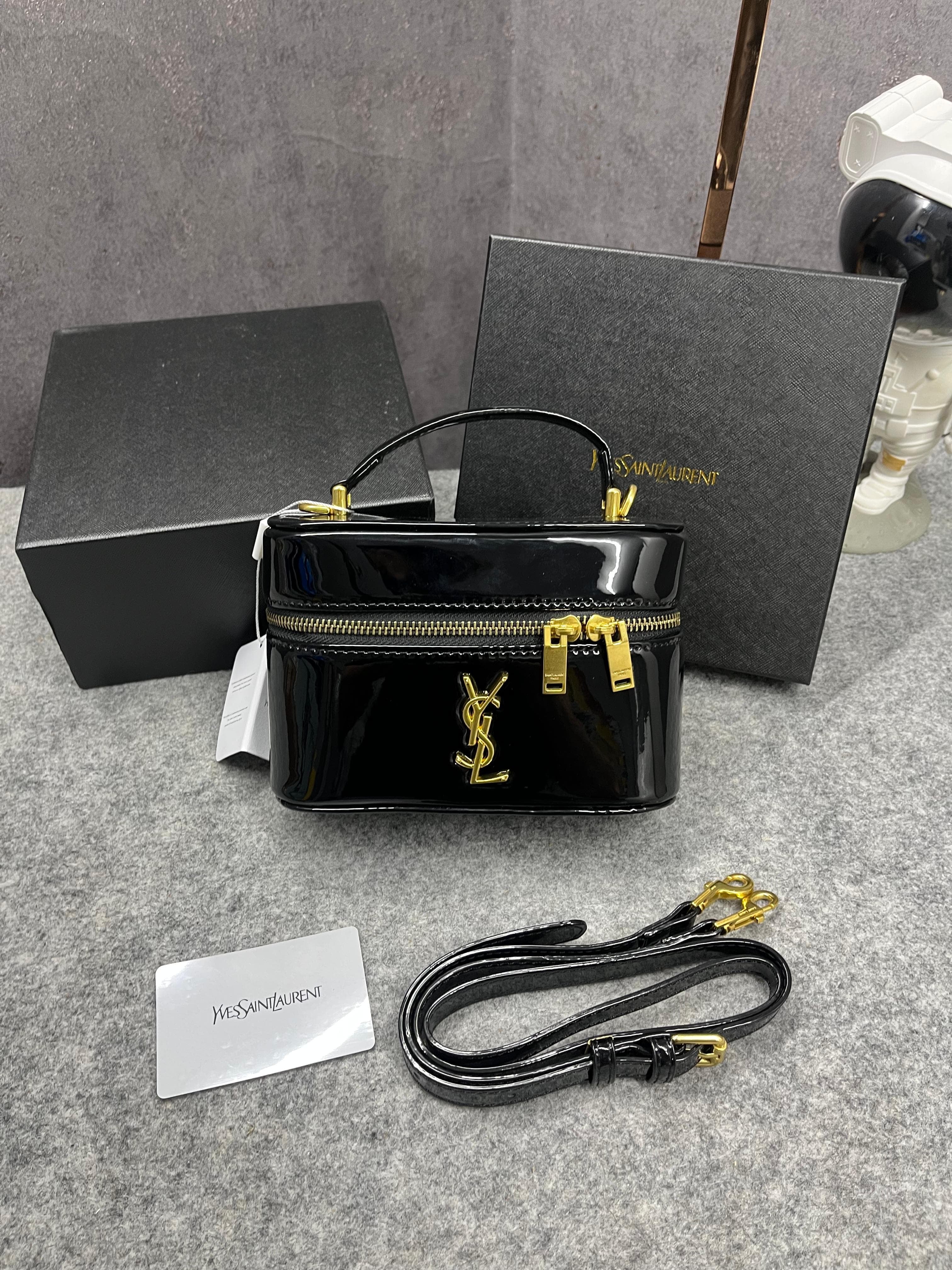 YSL SAINT LAURENT GABY PATENT LEATHER VANITY BAG