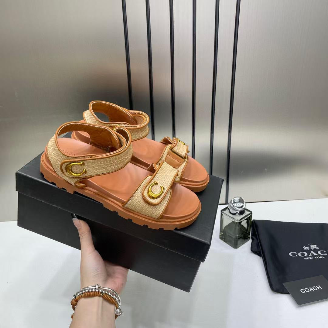 COACH PLAIN BROWN SANDALS