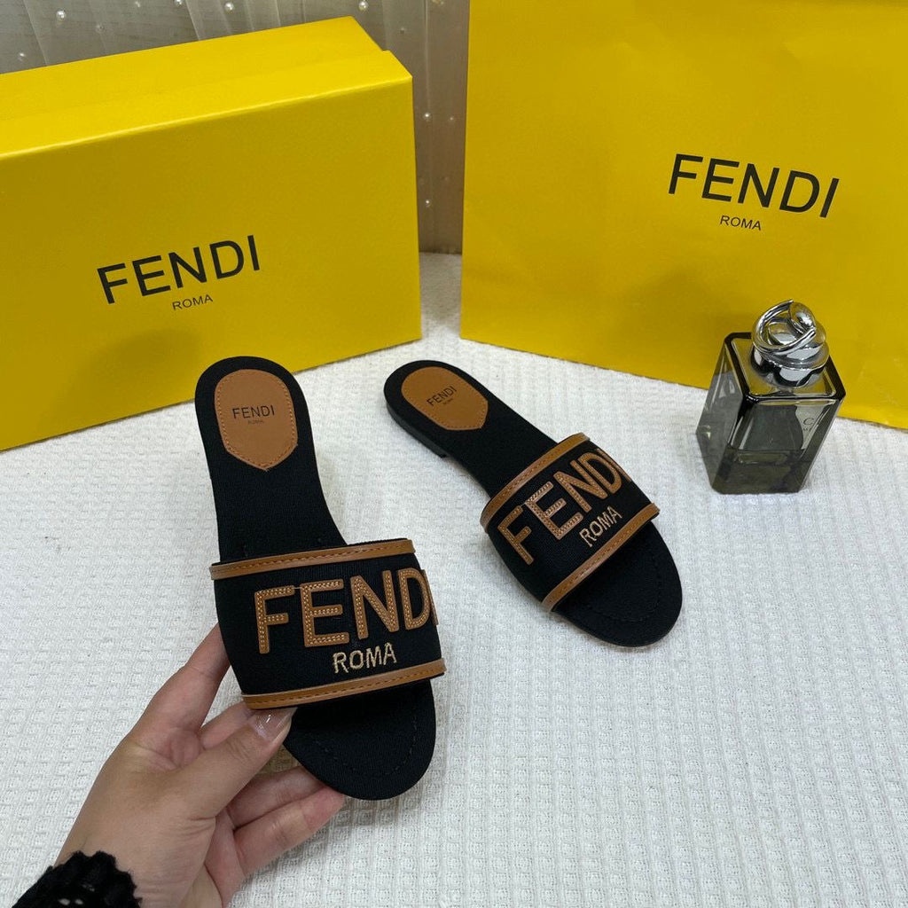 FENDI BLACK DENIM WASHED FLATS