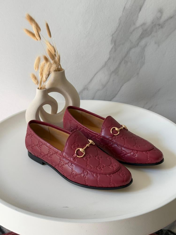 GUCCI JORDAAN MAROON LOAFERS