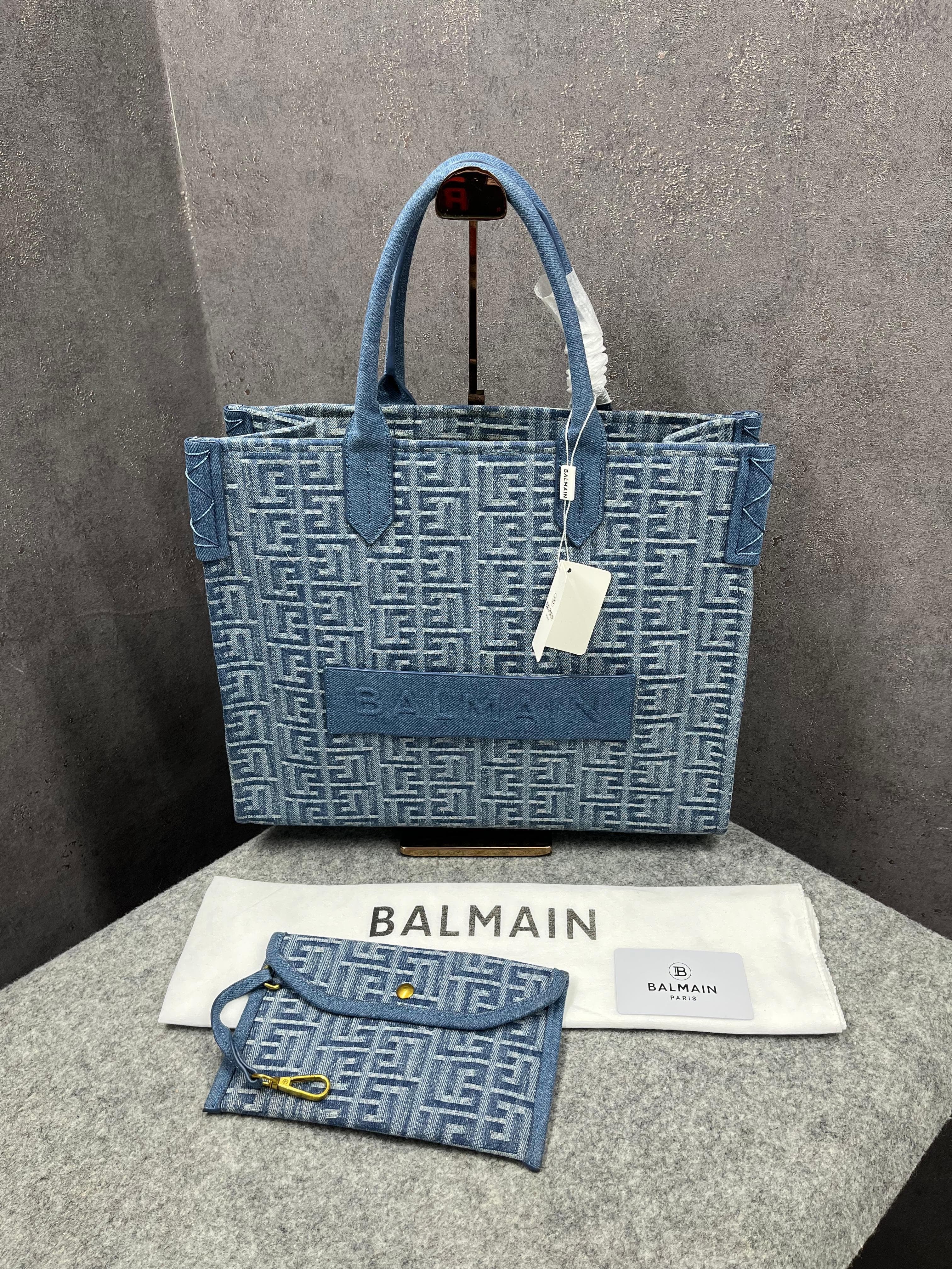 BALMAIN BARMY DENIM TOTE BAG