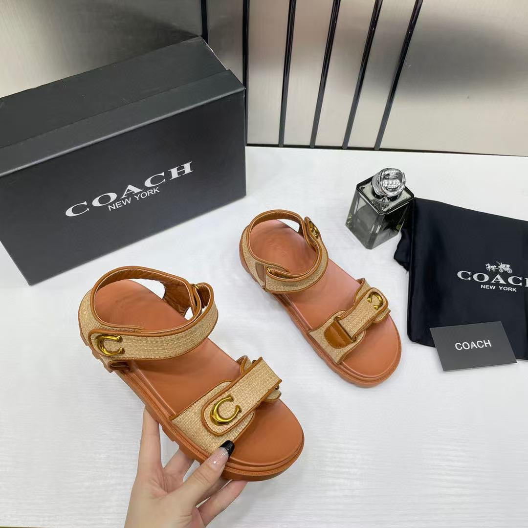 COACH PLAIN BROWN SANDALS