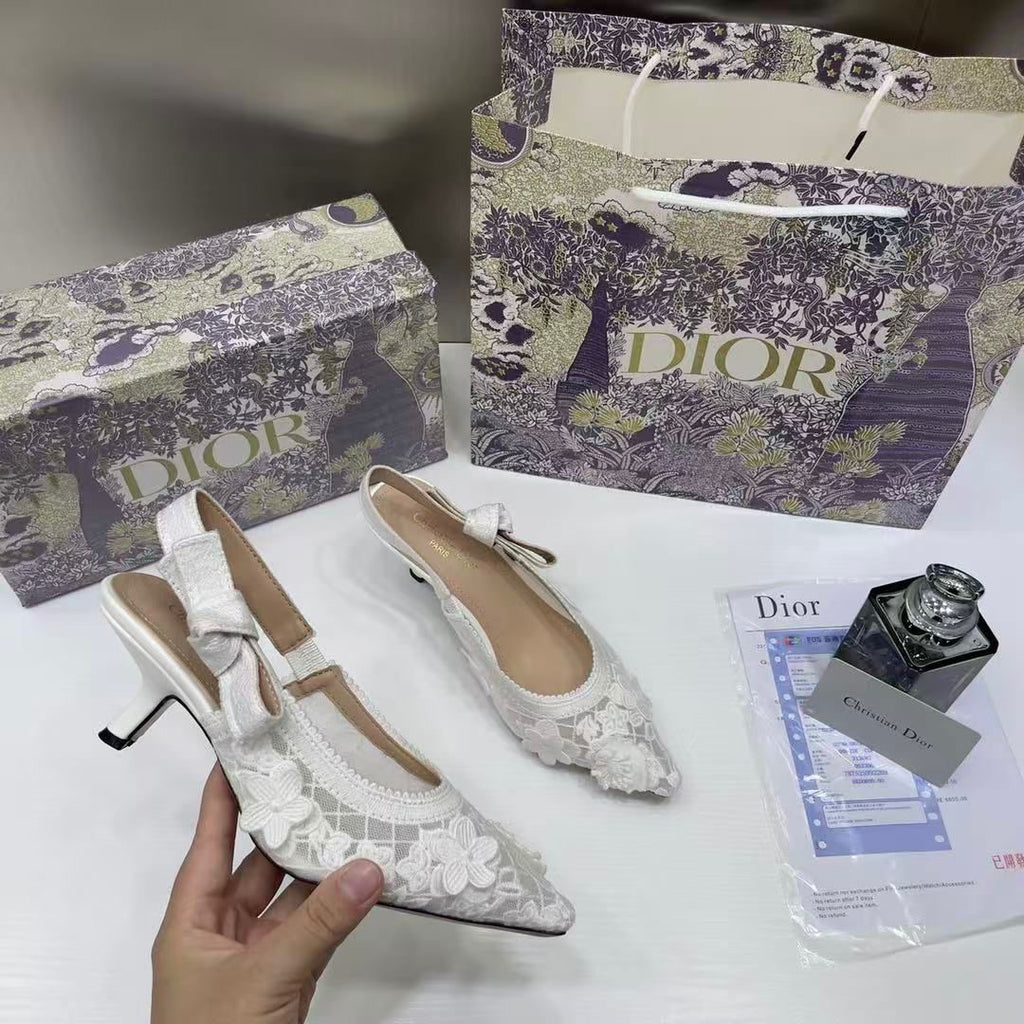 DIOR JADIOR SLINGBACK HEELS PUMPS WHITE