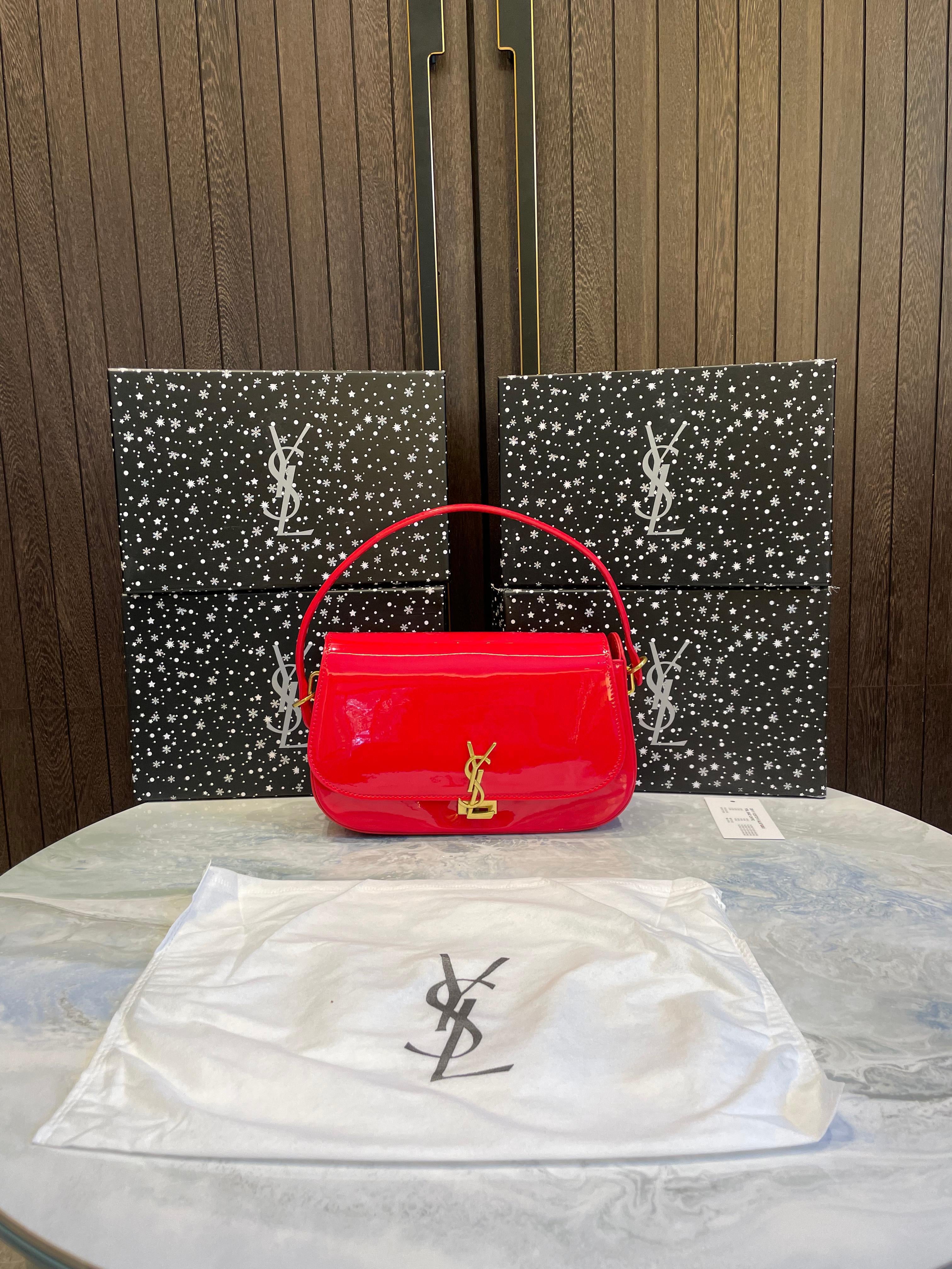 YSL SAINT LAURENT VOLTAIRE TOP HANDLE IN PATENT LEATHER