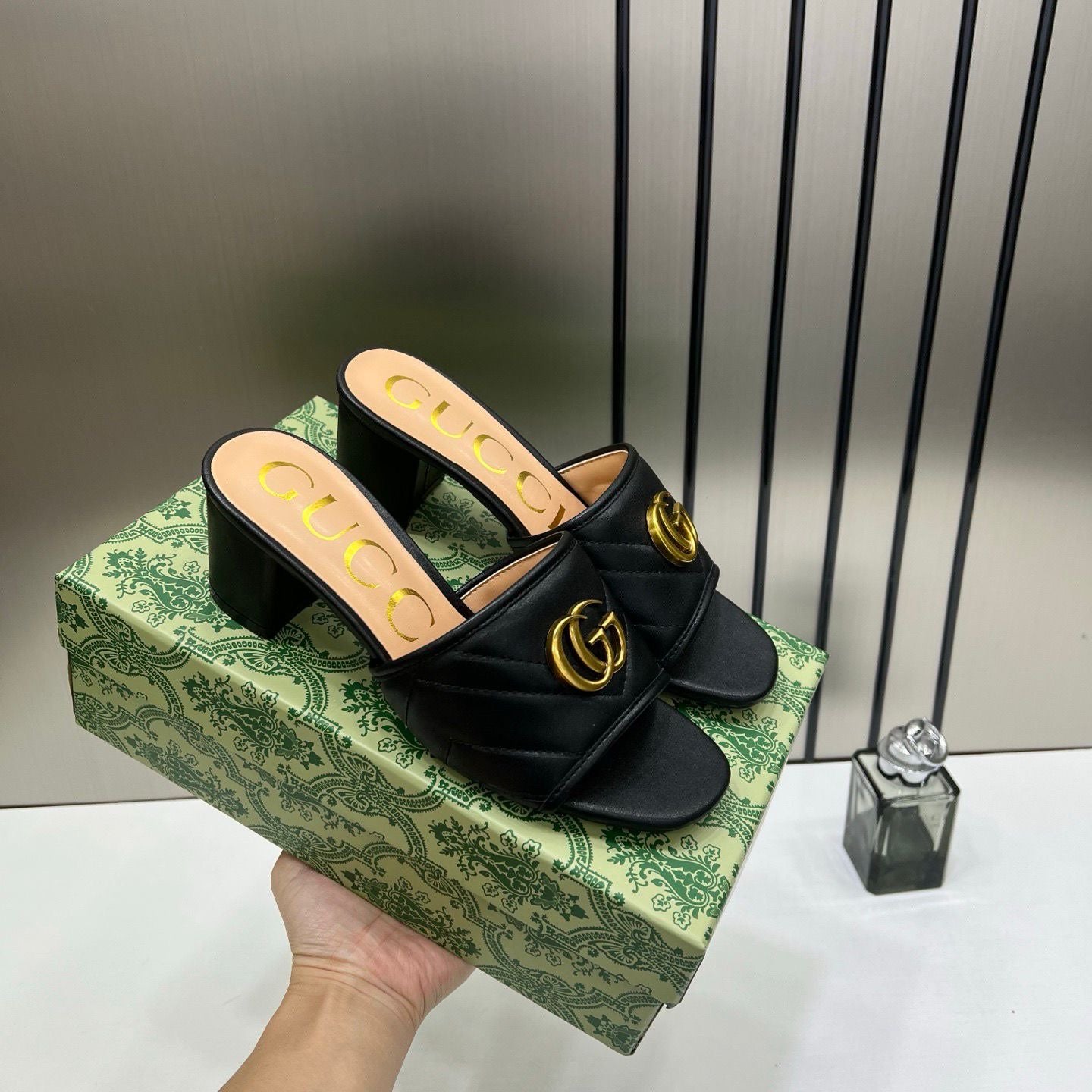 GUCCI GG MARKONT MULES SANDAL HEEL