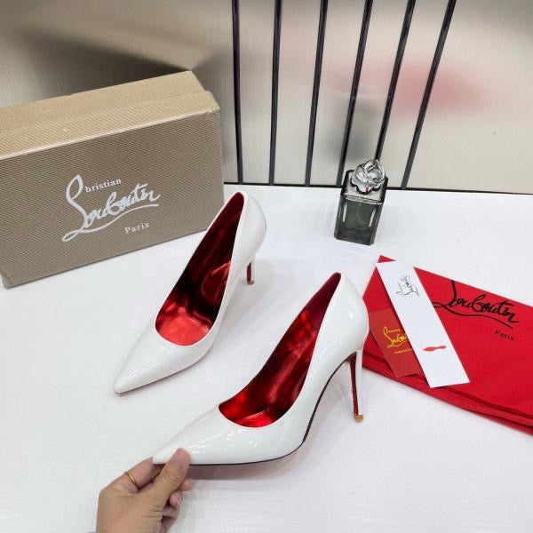 CHRISTIAN LOUBOUTIN MISS IRIZA 10 WHITE SPARKLE BOTTOM Z HEELS