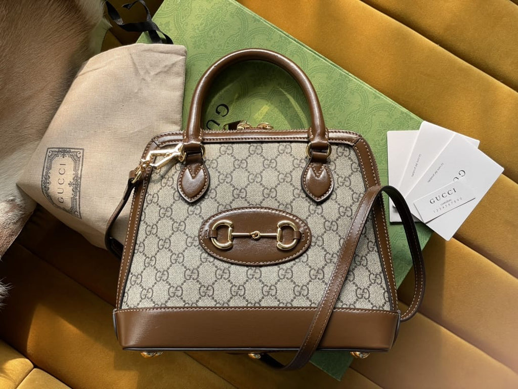 GUCCI HORSEBIT TOP HANDLEBAG LEATHER CANVAS