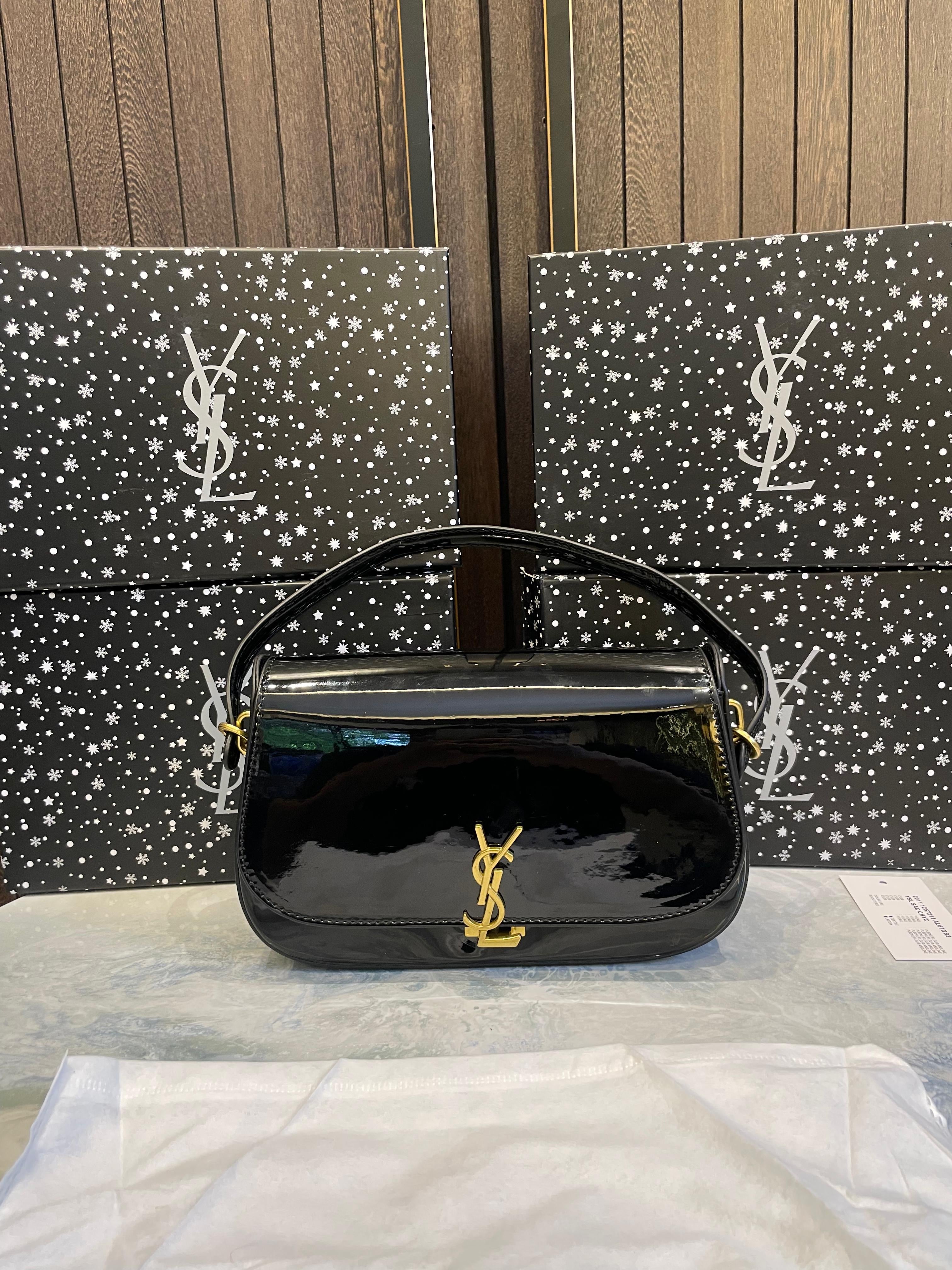 YSL SAINT LAURENT VOLTAIRE TOP HANDLE IN PATENT LEATHER