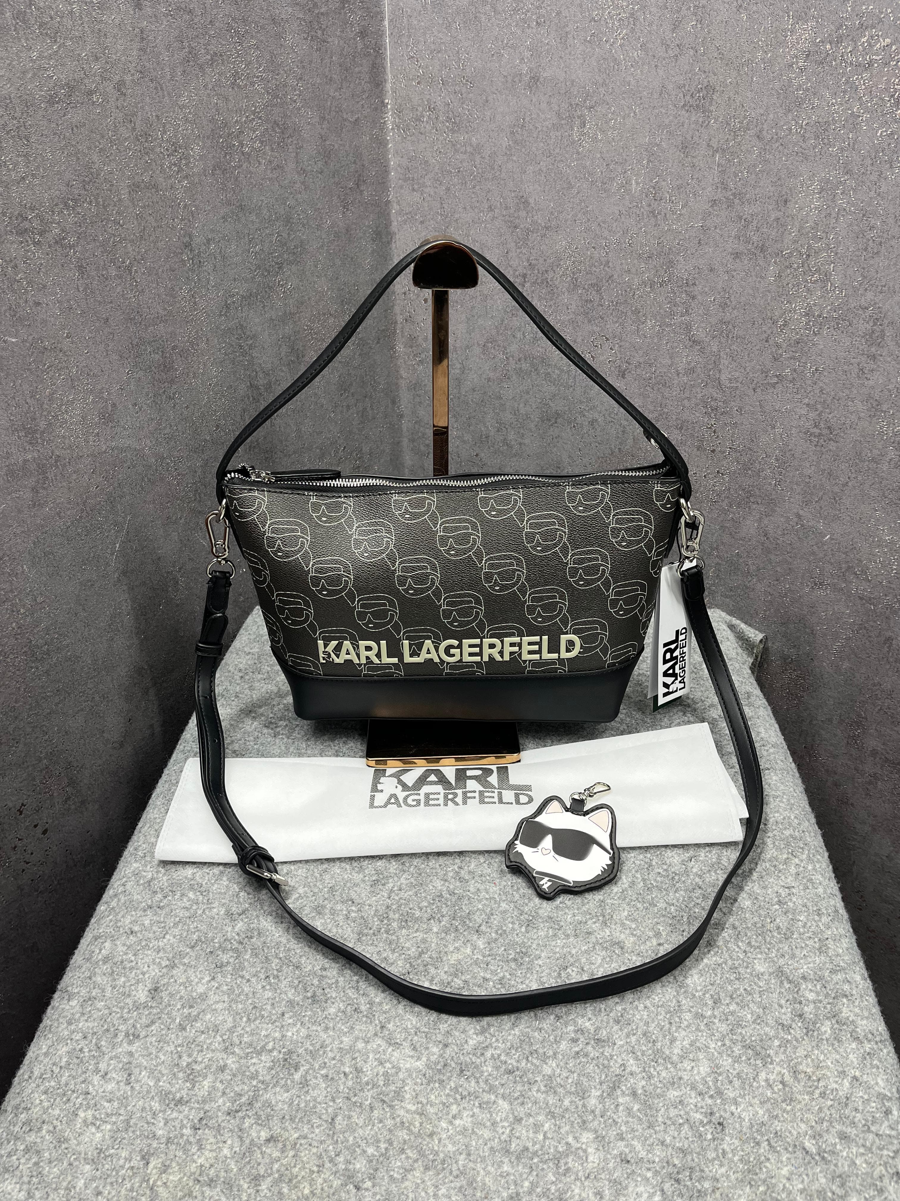 KARL LAGERFELD IKON CROSSBODY NFT ALL OVER PATTERN BLACK