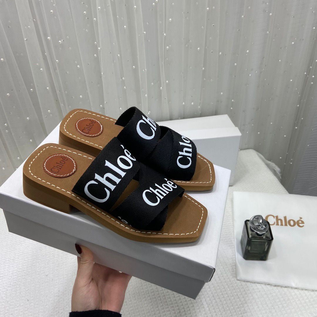 CHLOE PREMIUM WOODY MID HEEL SLIDE